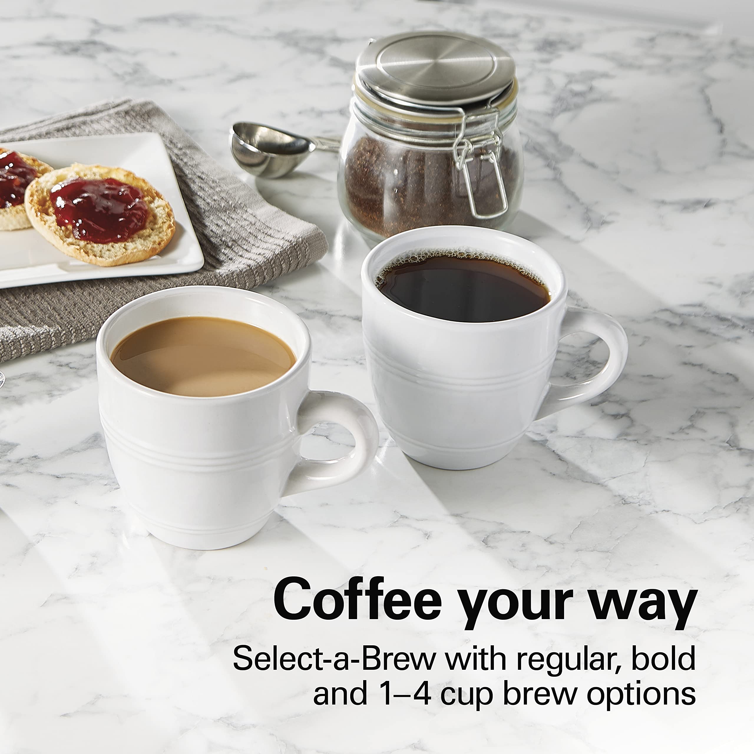 Hamilton Beach FrontFill® 12 Cup Programmable Coffee Maker, 1.7L Glass carafe, 950W , Wake up ready, 3 brewing options, Reusable mesh filter, Clean reminder Hamilton Beach FrontFill® 12 Cup Programmable Coffee Maker, 1.7L Glass carafe, 950W , Wake up ready, 3 brewing options, Reusable mesh filter, Clean reminder